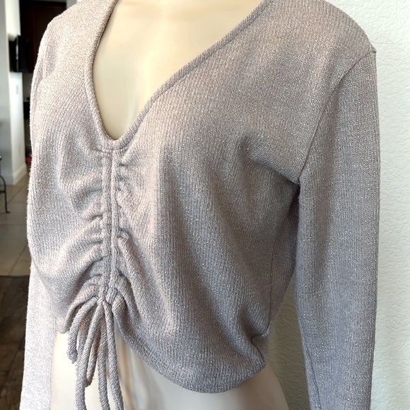 Wild Moss Tan Crop Light Weight Sweater Top - Picture 2 of 11